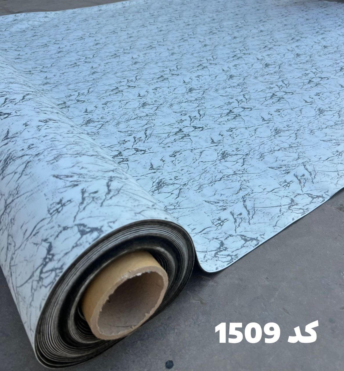 کفپوش موکتی طرح سنگ کد 1509 رنگ سفید رگه مشکی